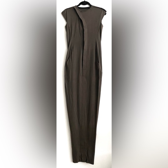 RICK OWENS Khaki Pillar Maxi Dress - Picture 9 of 11
